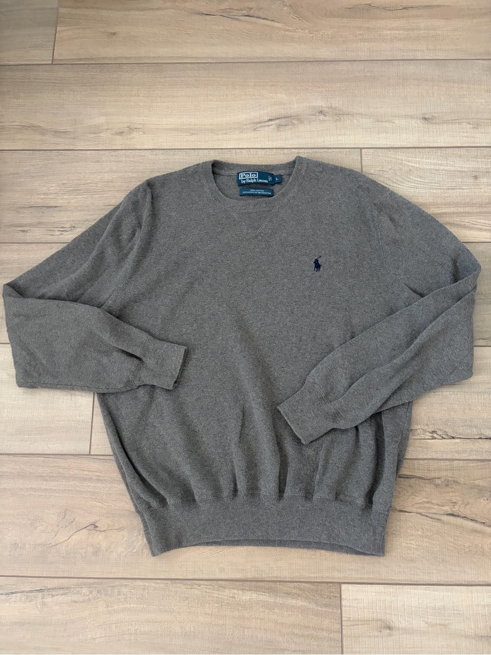 Polo by Ralph Lauren grey crew neck sweater Sz Large